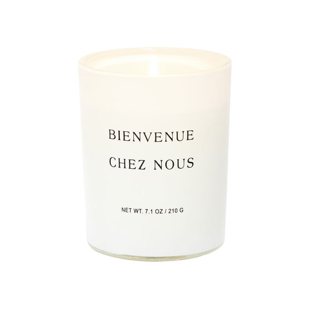 Bougie dans verre inscription Bienvenue chez nous senteur vanille