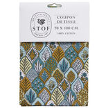 Coupon tissu imprimé Herboriste 70x100cm coton jaune moutarde