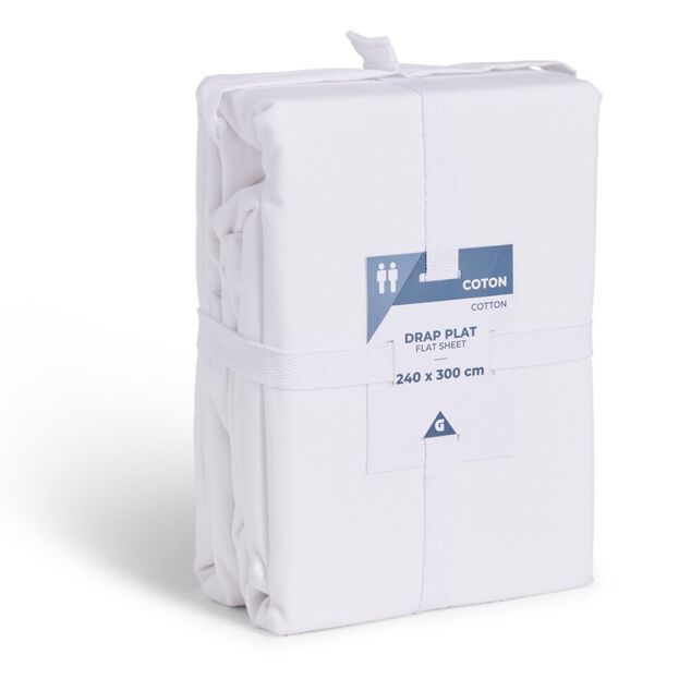 Drap plat 240x300cm 100% coton blanc