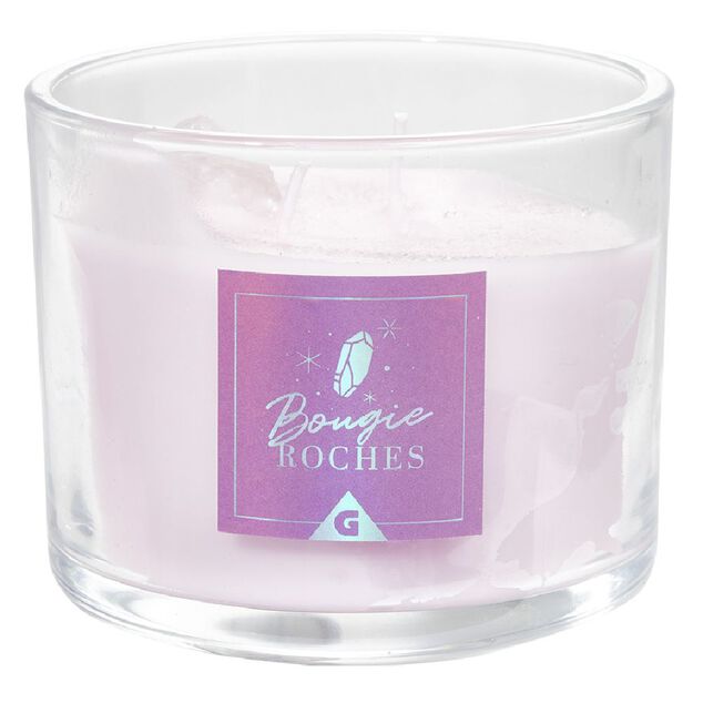Bougie roche am&eacute;thyste s&eacute;r&eacute;nit&eacute; violet 35H