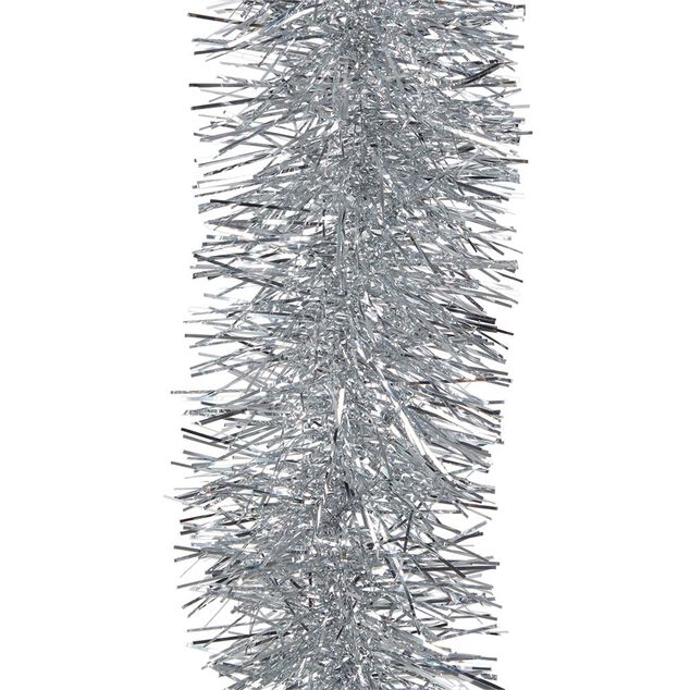 Guirlande de No&euml;l scintillante touffue L400 cm argent&eacute;