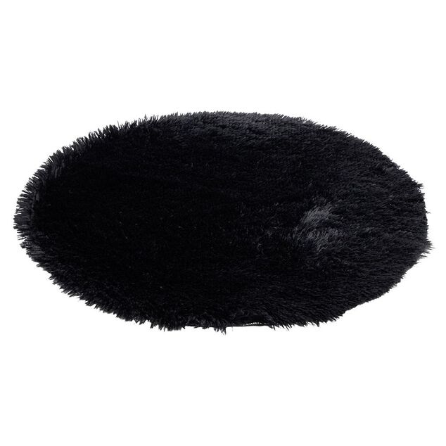 Tapis rond shaggy noir Ø80 cm