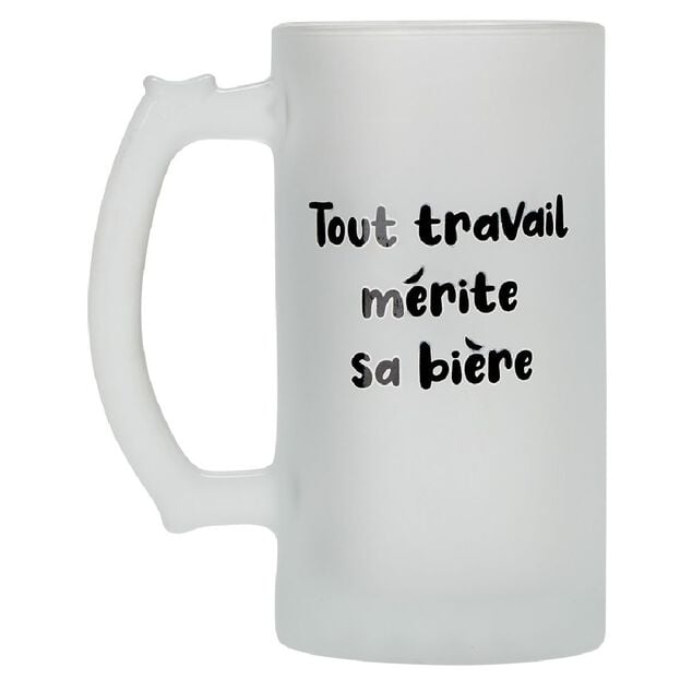 Chope de bi&egrave;re en verre imprim&eacute; humour