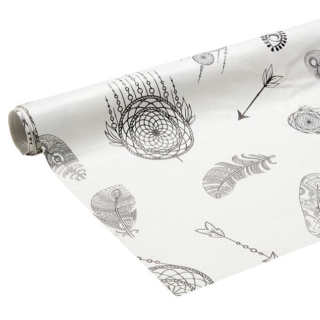 Toile cir&eacute;e motif plume attrape-r&ecirc;ve 140 cm