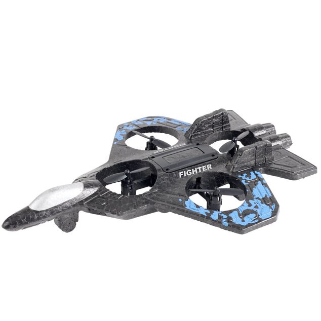 Avion radiocommand&eacute; lumineux USB 360&deg; noir et bleu