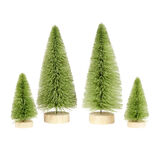 Lot de 4 mini sapins décoratifs - 2 modèles vert ou blanc