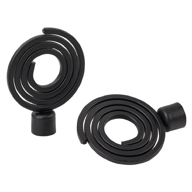 Embout tringle à rideau Ø16 mm métal forme spirale noir mat x2