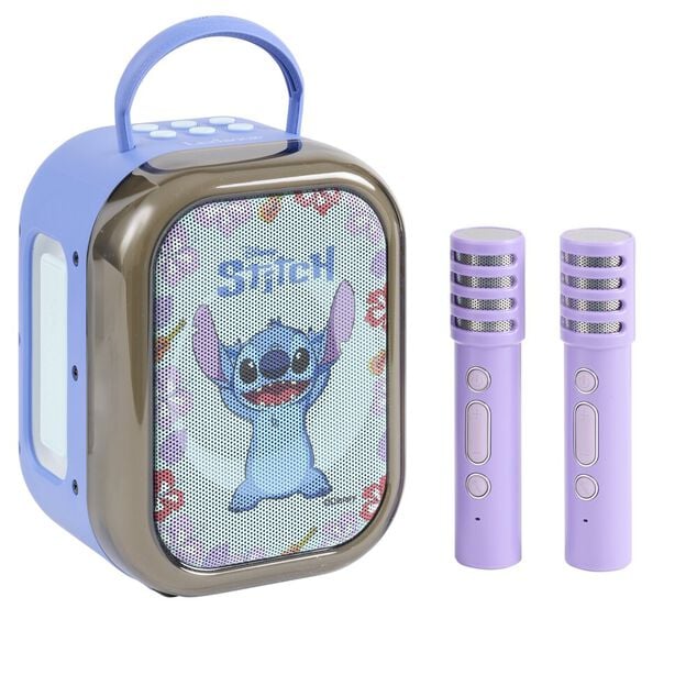 Enceinte karaok&eacute; Stitch bluetooth plastique avec 2 micros H22cm