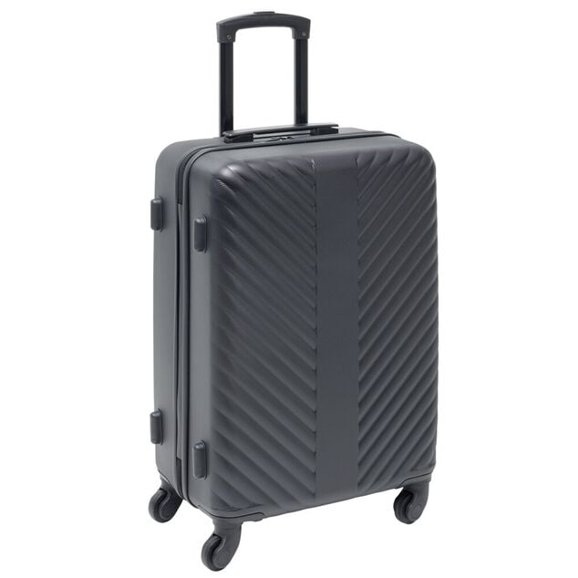Valise trolley 48L rigide 4 roues plastique noir 42x25xH62,3cm