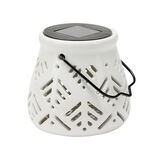 Mini lanterne blanche en c&eacute;ramique &agrave; poser ou &agrave; suspendre &Oslash;12xH12cm
