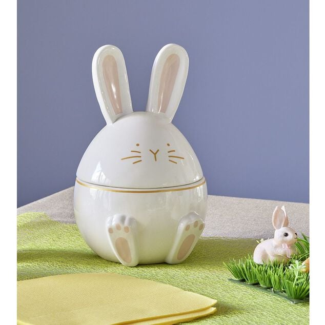 Bonbonni&egrave;re forme lapin en c&eacute;ramique &Oslash;15xH24 cm