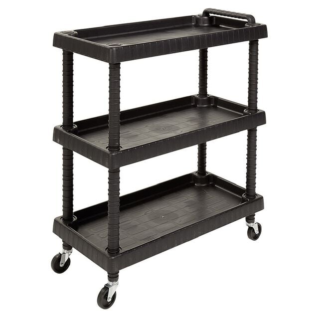 Servante &agrave; roulettes r&eacute;sine &eacute;tag&egrave;re ajustable noir