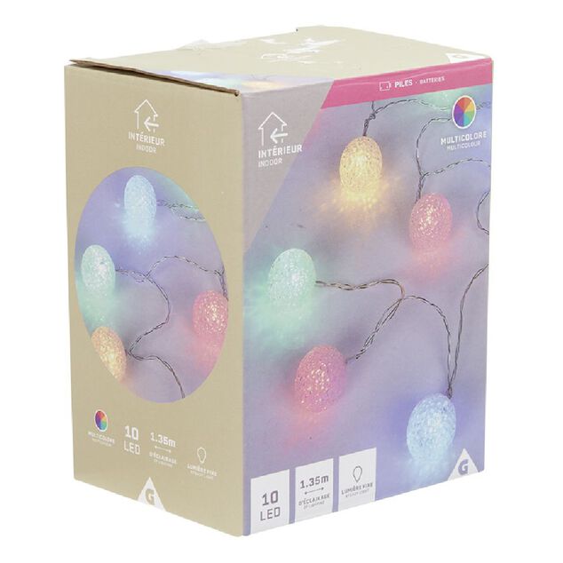 Guirlande de No&euml;l lumineuse boule dor&eacute;e 165 cm
