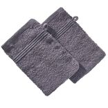 Gant de toilette x2 coton gris fonc&eacute; 16x21cm