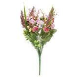 Piquet fleur artificielle bouton de rose bruyère Ø25xH40cm