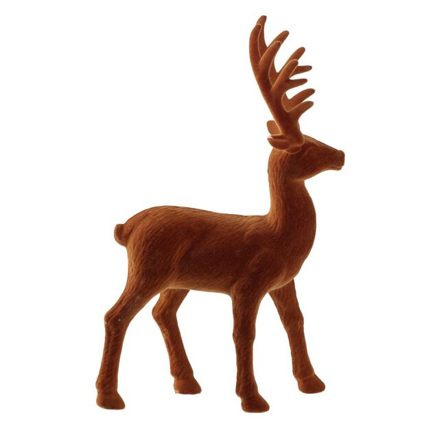 Renne de No&euml;l floqu&eacute; effet velours H24cm (2 mod&egrave;les)