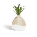 Plante artificielle dans pot MDF blanc et naturel 7,5x7xH10,5cm