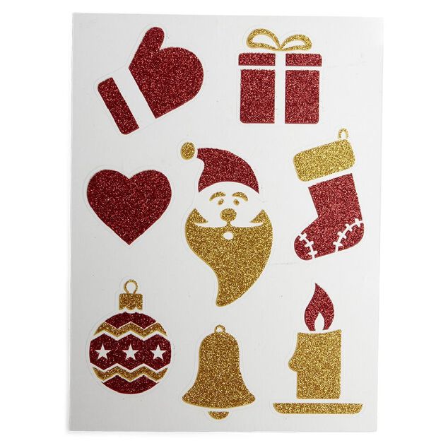 D&eacute;coration fen&ecirc;tre et mur No&euml;l adh&eacute;sive &agrave; paillettes (3 mod&egrave;les)