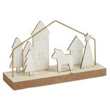 Décoration à poser paysage métal et bois 25x8xH16cm