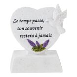 Coeur fun&eacute;raire sur socle blanc motif lavande