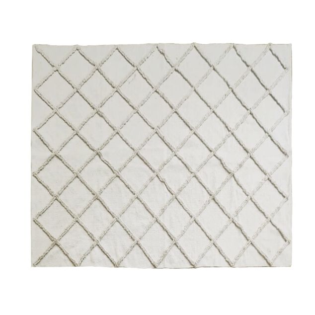 Tapis rectangulaire coton tuft&eacute; beige 120x170 cm