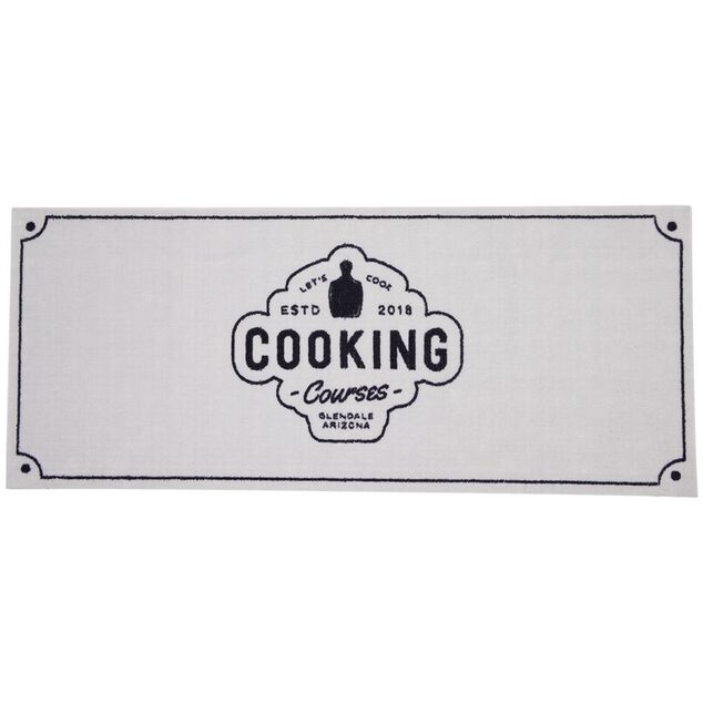 Tapis de cuisine antid&eacute;rapant absorbant inscription Cooking 120x50cm