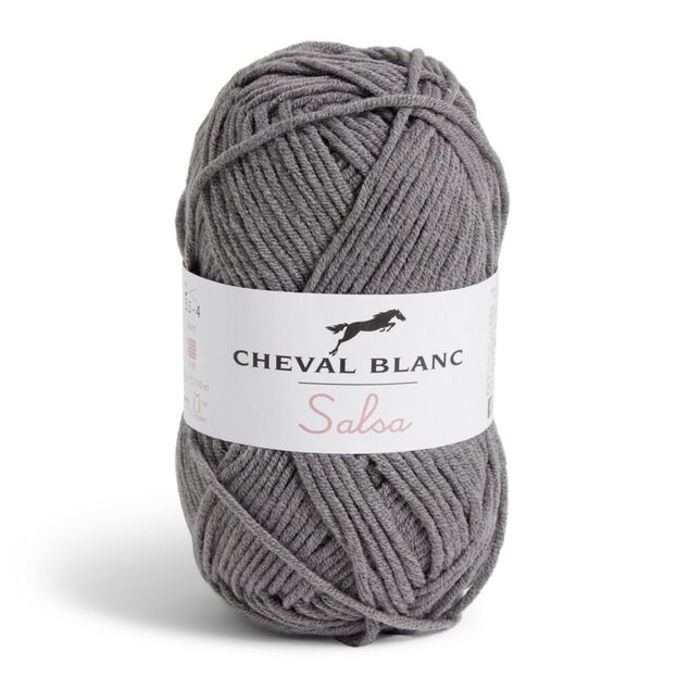 Pelote fil à tricoter 110m Salsa Cheval Blanc coton et acrylique gris 50g