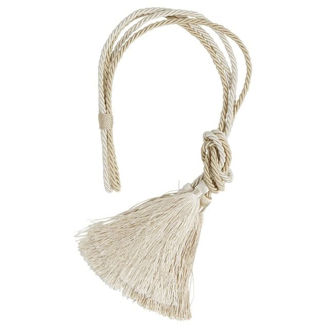 Embrasse corde avec pompon &eacute;cru beige