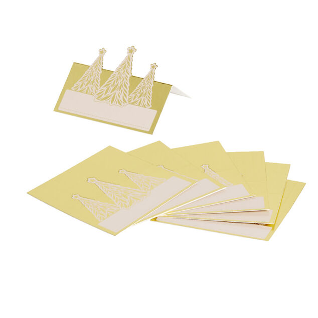 Porte nom en papier motifs sapin de No&euml;l dor&eacute; 8 pi&egrave;ces