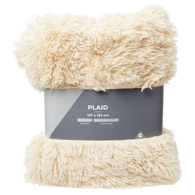 Plaid shaggy doublure polaire 152 x 127 cm