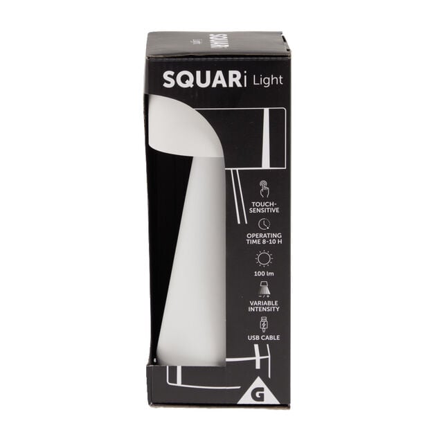 Lampe de table Squari USB tactile blanche &Oslash;9,5xH22,5cm