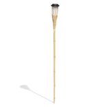 Torche solaire effet flamme 12 LED blanc chaud bambou H120cm