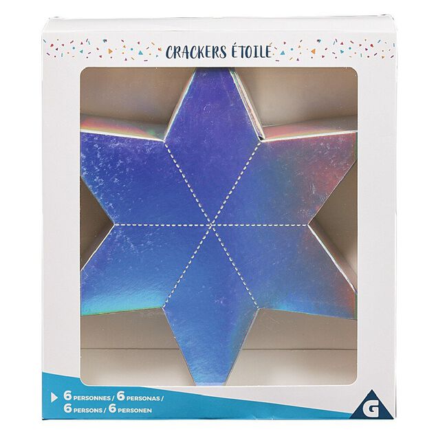 Crackers forme &eacute;toile argent&eacute;e x6