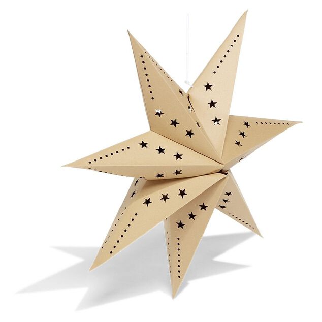 Étoile pliante à suspendre beige et blanc H80cm