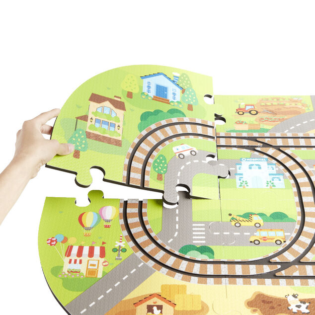 Tapis puzzle pour enfant avec ses trains 21 pi&egrave;ces