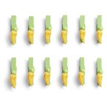 Lot de 12 pinces en bois forme carotte