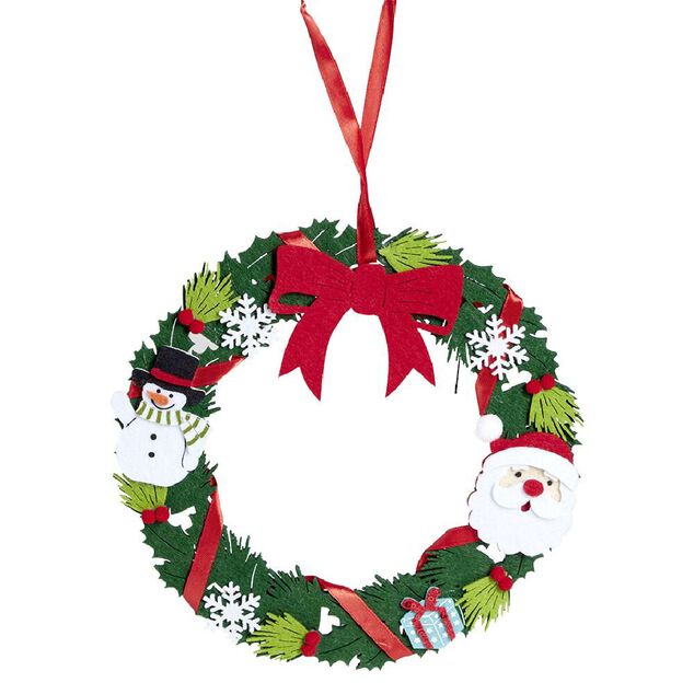 Couronne No&euml;l feutrine &agrave; suspendre H25 cm