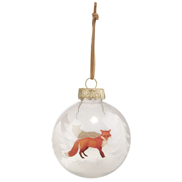 Boule de No&euml;l transparente imprim&eacute; animaux &Oslash;8cm