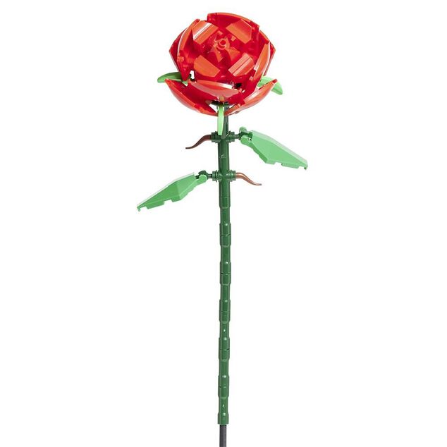 Rose fleur &agrave; construire H16cm 70 pi&egrave;ces - 4 mod&egrave;les