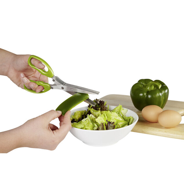 Ciseaux &agrave; herbes fra&icirc;ches 5 lames tranchantes et  peigne de nettoyage