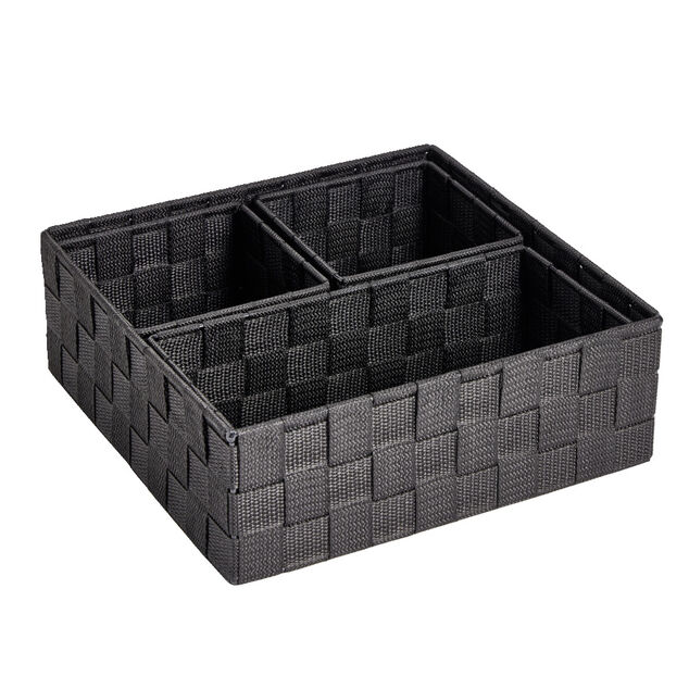 Set de 4 pani&egrave;res tissu tress&eacute; 3 tailles - 2 mod&egrave;les gris ou noir