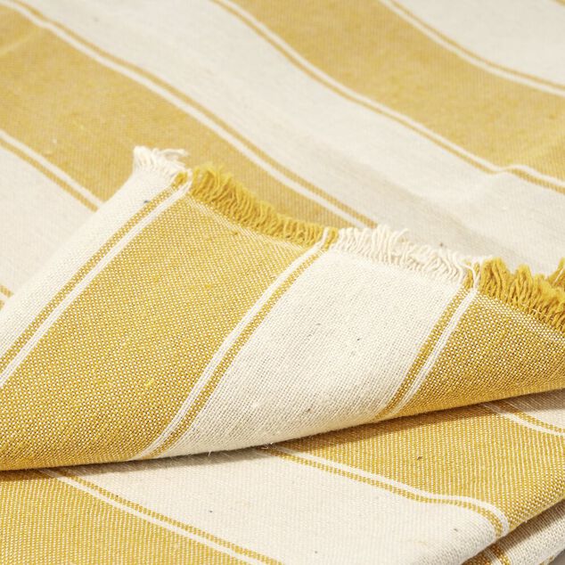 Jet&eacute; de canap&eacute; motif bayad&egrave;re blanc et jaune 170x250cm