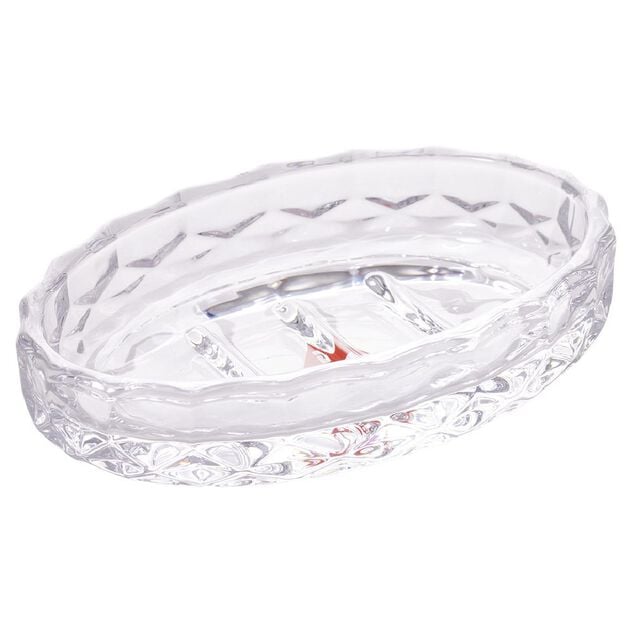 Porte-savon en verre effet cristallin transparent 12x8xH2,5cm