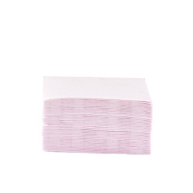 Serviette cocktail carr&eacute;e rose p&acirc;le 2 plis en papier x40