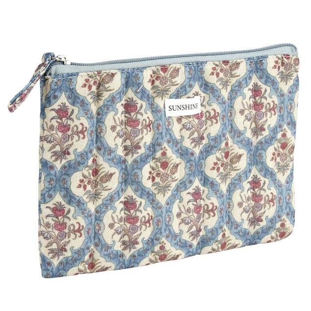 Pochette cosm&eacute;tique Indie plate polycoton matelass&eacute;e 23x16cm (2 mod&egrave;les)