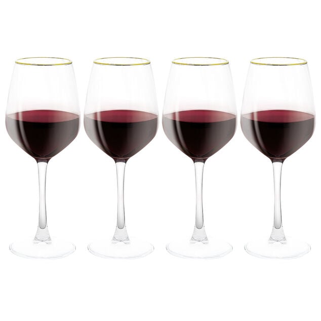 Verre &agrave; vin transparent avec liser&eacute; dor&eacute; x4
