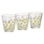 Gobelet bas conique transparent motif citron 25cl x3 - &Oslash;8,4 x H8 cm