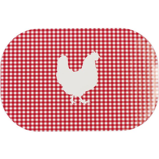 Set de table rectangulaire plastique imprim&eacute; poule campagne