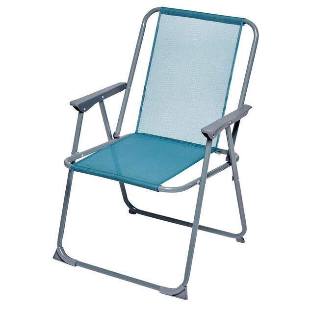 Fauteuil de camping pliant m&eacute;tal et textil&egrave;ne bleu