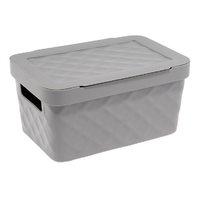 Bo&icirc;te rangement en plastique gris design relief 4,5L